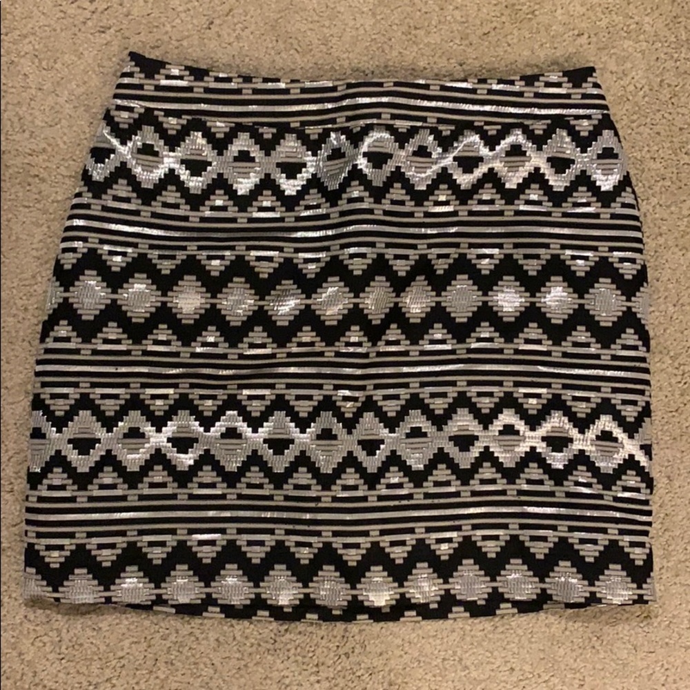 Black and Silver Woven Skirt